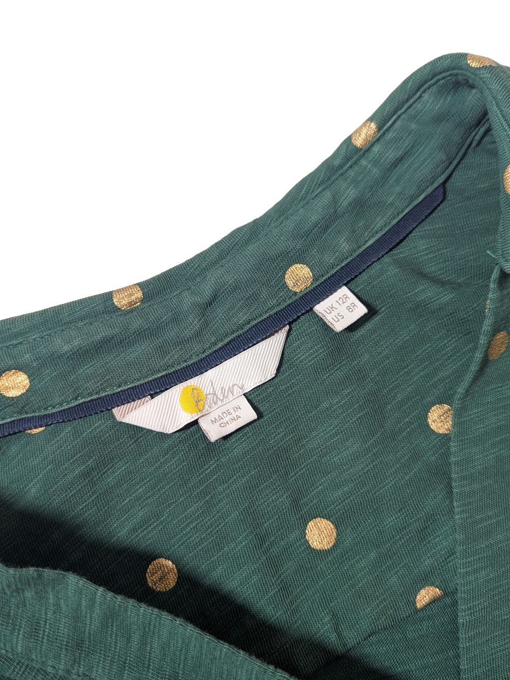 Boden Belinda Olive Gold Spot Belted Jersey Shirt Dress 8R Preppy Workwear Yes - Picture 3 of 9